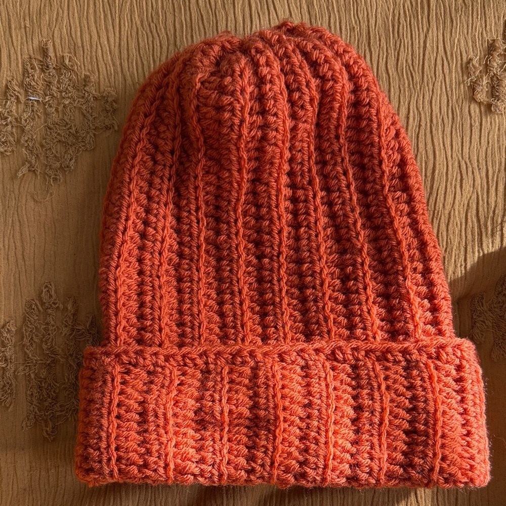 Unisex Knit Hat and Scarf Set - Mustard, Orange, Red - Picture 2 of 6